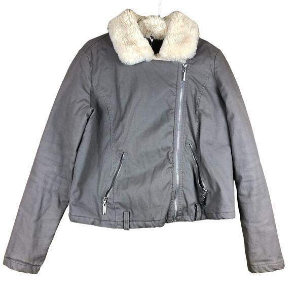 Jou Jou Womens Jacket Brown Faux Fur Winter Warmth Stretch Large - Picture 1 of 13